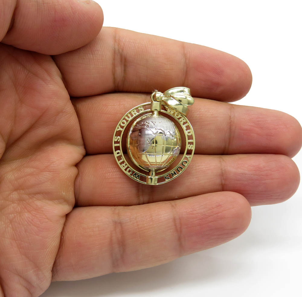 10k yellow gold spinning world is yours mini pendant