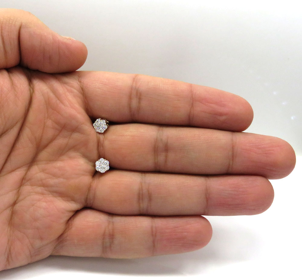 6.50mm 0.75ct 14k yellow, white, rose gold round cluster diamond studs