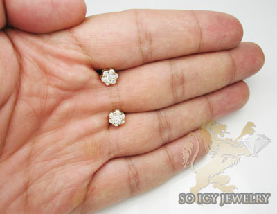 6.50mm 0.75ct 14k yellow, white, rose gold round cluster diamond studs