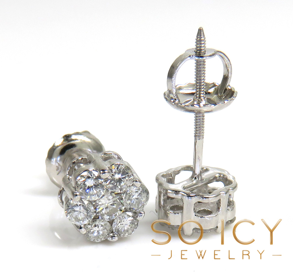 6.50mm 0.75ct 14k yellow, white, rose gold round cluster diamond studs