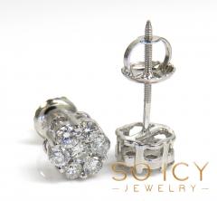 6.50mm 0.75ct 14k yellow, white, rose gold round cluster diamond studs