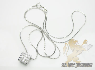 0.35ct 14k white gold princess diamond necklace pendant