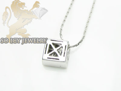 0.35ct 14k white gold princess diamond necklace pendant