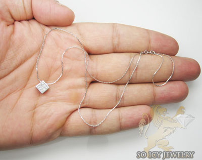 0.35ct 14k white gold princess diamond necklace pendant - Image 4
