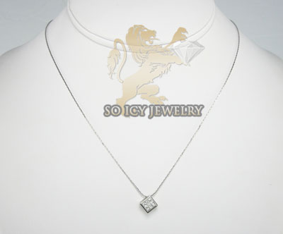 0.35ct 14k white gold princess diamond necklace pendant