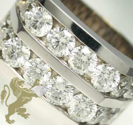 6.20ct mens 14k solid white gold diamond 2 row round solitaire - Image 2