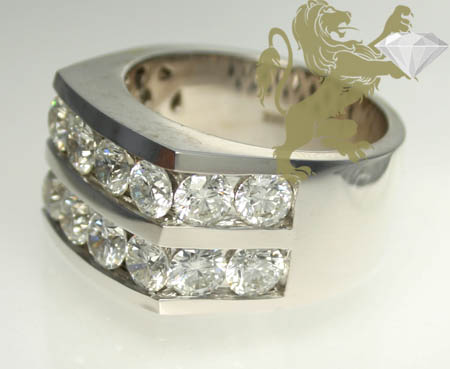 6.20ct mens 14k solid white gold diamond 2 row round solitaire