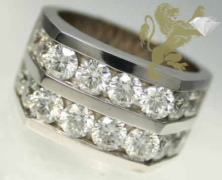 6.20ct mens 14k solid white gold diamond 2 row round solitaire