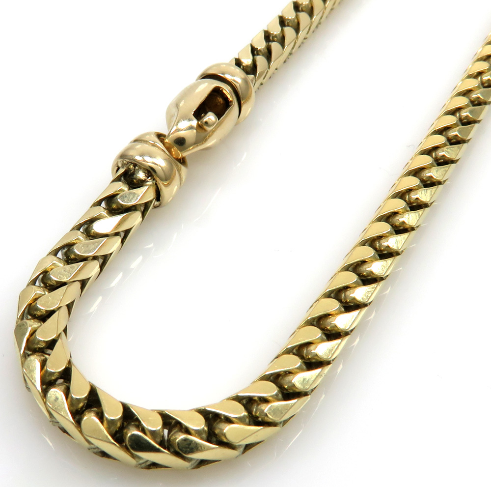 14k yellow gold solid franco link chain 22-30 inch 4.5mm