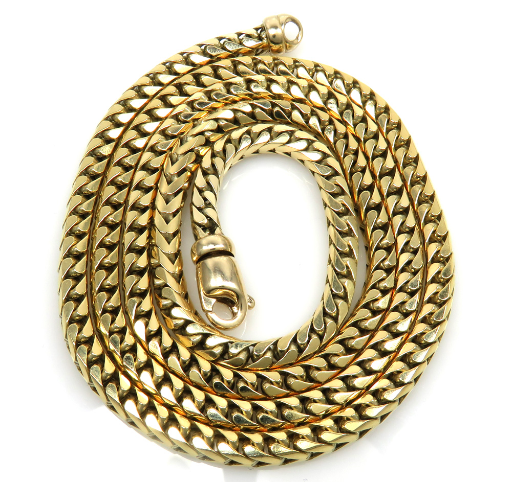 14k yellow gold solid franco link chain 22-30 inch 4.5mm