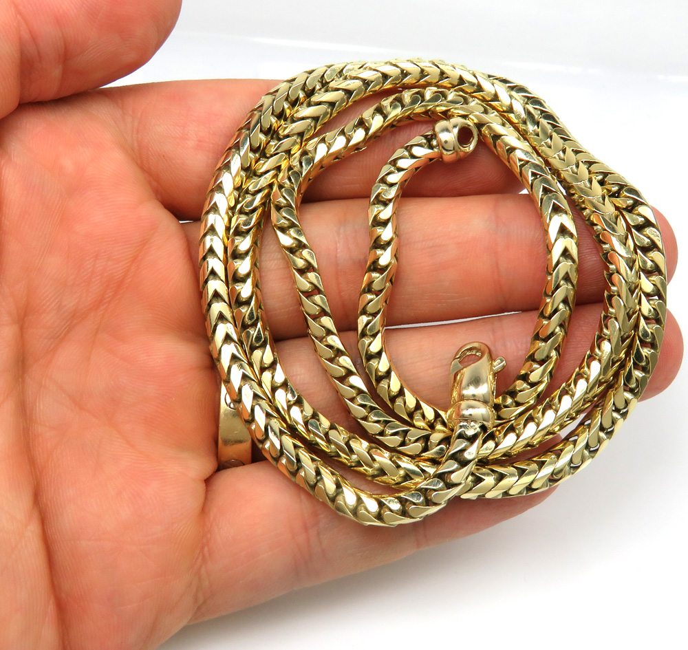 14k yellow gold solid franco link chain 22-30 inch 4.5mm