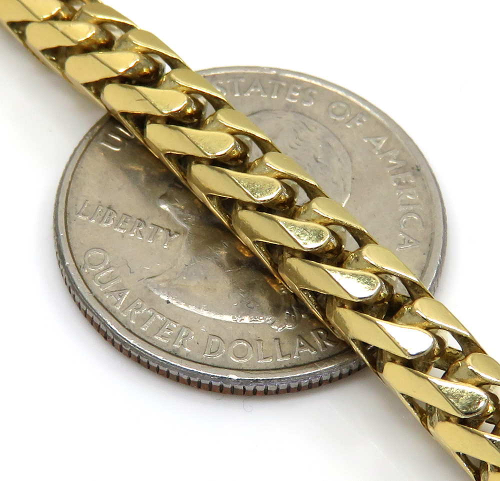 14k yellow gold solid tight link franco chain 20-26 inch 5.3mm
