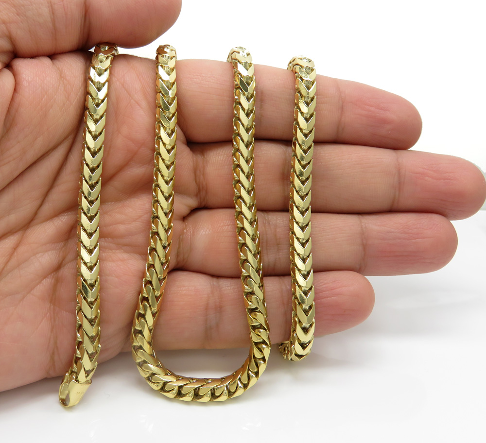 Buy 14k Yellow Gold Solid Tight Link Franco Chain 20-26 Inch 5.3mm Online  at SO ICY JEWELRY