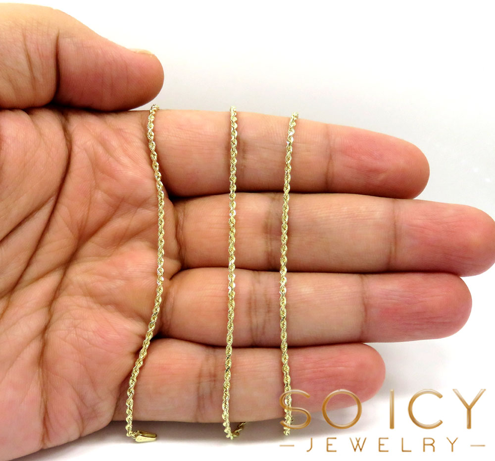 10k yellow gold solid rope chain 16-26 inch 1.50mm