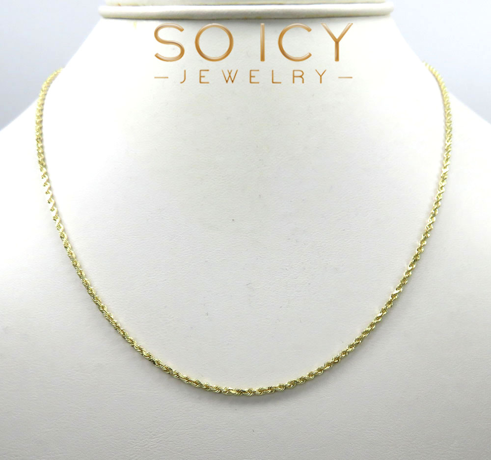 10k yellow gold solid rope chain 16-26 inch 1.50mm