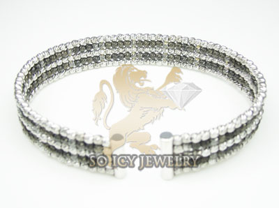 Ladies 14k black & white gold fancy 5 rows bangle bracelet - Image 2