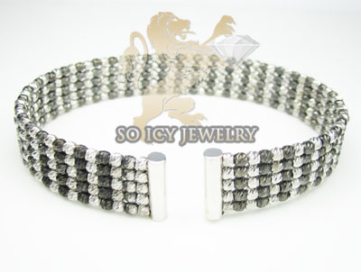 Ladies 14k black & white gold fancy 5 row bangle bracelet
