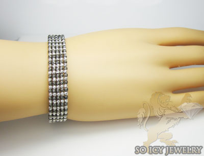 Ladies 14k black & white gold fancy 5 row bangle bracelet - Image 4