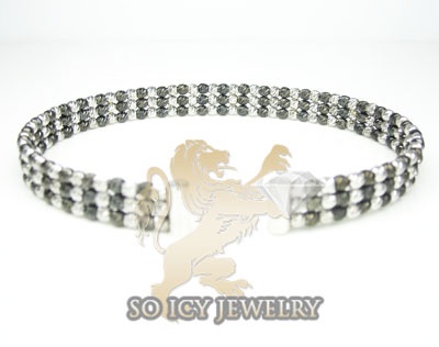 Ladies 14k black & white gold fancy 3 row bangle bracelet