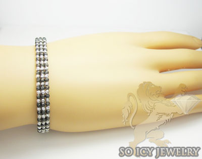 Ladies 14k black & white gold fancy 3 row bangle bracelet - Image 3