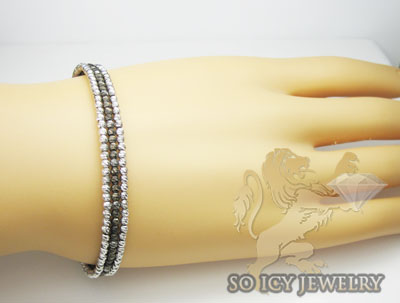 Ladies 14k black & white gold fancy 3 row bangle bracelet