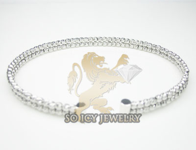 Ladies 14k white gold fancy 2 row bangle bracelet - Image 2