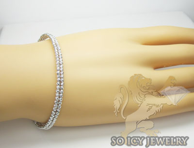 Ladies 14k white gold fancy 2 row bangle bracelet