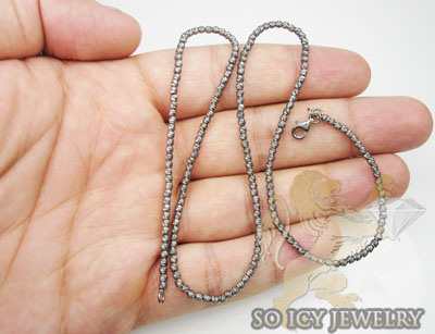 Ladies 14k black gold diamond cut bead necklace 2.2mm 30 inch - Image 2