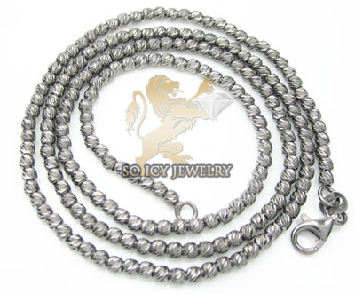 Ladies 14k black gold diamond cut bead necklace 2.2mm 30 inch