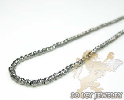 Ladies 14k black gold diamond cut bead necklace 1.8mm 24 inch