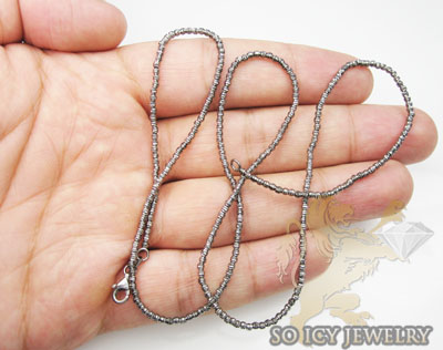 Ladies 14k black gold diamond cut bead necklace 1.8mm 24 inch