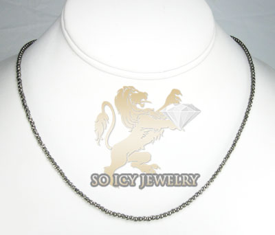 Ladies 14k black gold diamond cut bead necklace 1.8mm 24 inch