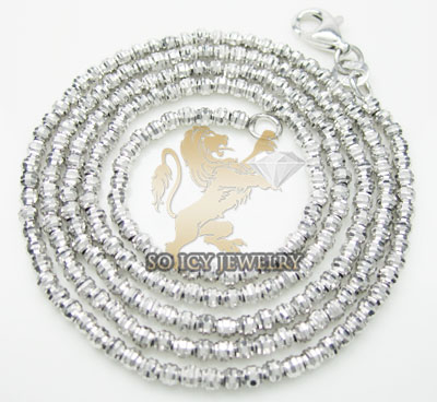Ladies 14k white gold diamond cut bead necklace 2mm 16-22 inch