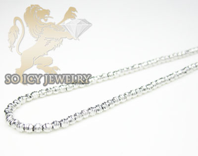 Ladies 14k white gold diamond cut bead necklace 2mm 16-22 inch