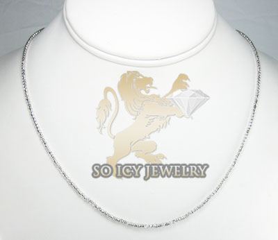 Ladies 14k white gold diamond cut bead necklace 2mm 16-22 inch