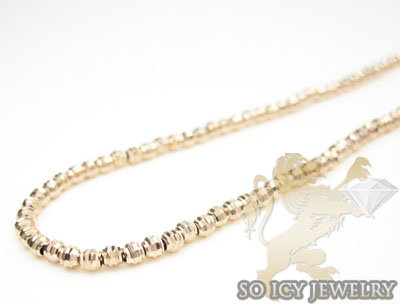 Ladies 14k  rose gold diamond cut bead necklace 1.8mm 16-24 inch - Image 3