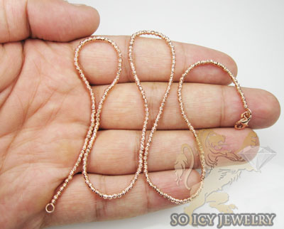 Ladies 14k  rose gold diamond cut bead necklace 1.8mm 16-24 inch - Image 4