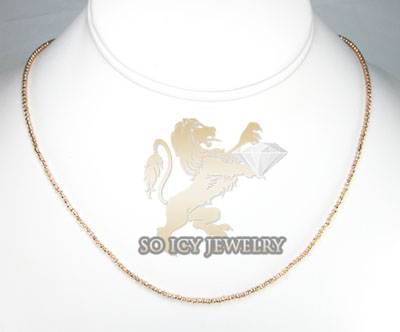 Ladies 14k  rose gold diamond cut bead necklace 1.8mm 16-24 inch