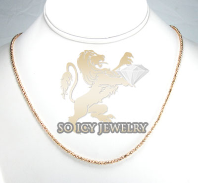 Ladies 14k rose gold diamond cut ball necklace 2mm 16-24 inch