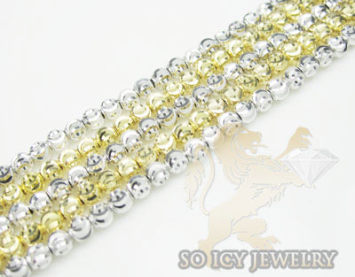 5 row 14k two tone diamond cut bead italian gold bracelet - Image 2