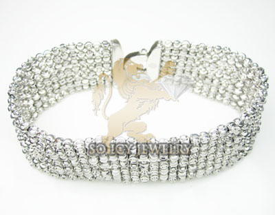 7 row 14k white gold diamond cut bead italian gold bracelet - Image 2