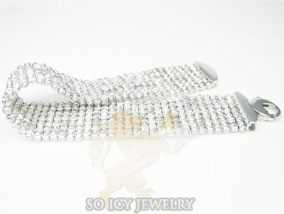 7 row 14k white gold diamond cut bead italian gold bracelet - Image 3