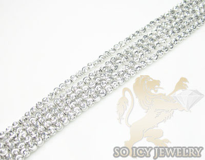 5 row 14k white diamond cut bead italian gold bracelet