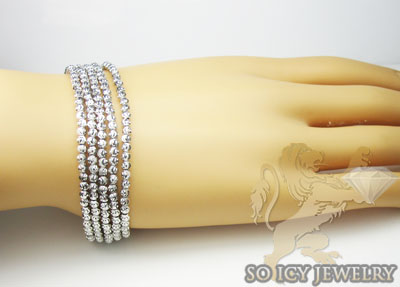 5 row 14k white diamond cut bead italian gold bracelet