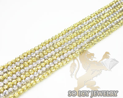 7 row 14k two tone diamond cut bead italian gold bracelet - Image 3