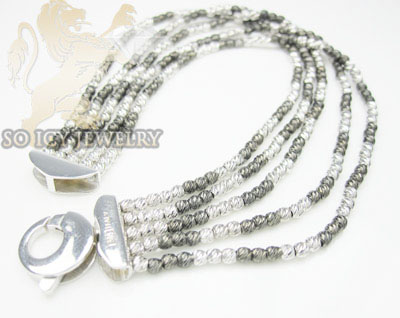 5 row 14k black & white gold  diamond cut bead italian gold bracelet - Image 2