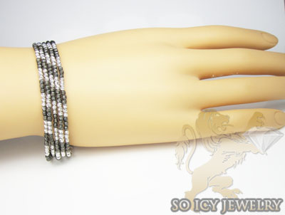 5 row 14k black & white gold  diamond cut bead italian gold bracelet - Image 4