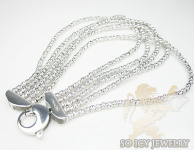 5 row 14k white diamond cut bead italian gold bracelet - Image 2