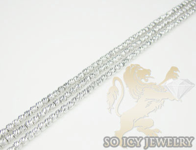 3 row 14k white diamond cut bead italian gold bracelet - Image 3