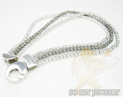 3 row 14k two tone diamond cut bead italian gold bracelet - Image 2